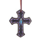 108-FEATHER2 Cross chocolate leather multicolored feather tooled with buckstitch