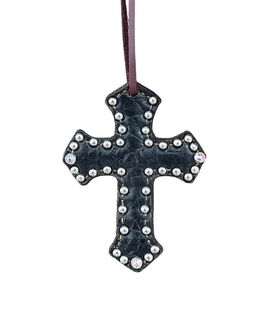 108-JGA Cross toast leather black gator overlay with crystals and spots