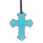 Cross toast leather turquoise marble overlay with Swarovski crystals and SS spots.