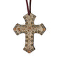 Cross chocolate leather mystic overlay with pewter and copper spots.