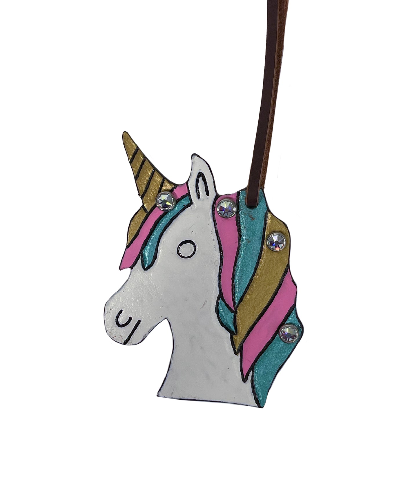 Unicorn charm with Swarovski crystals.