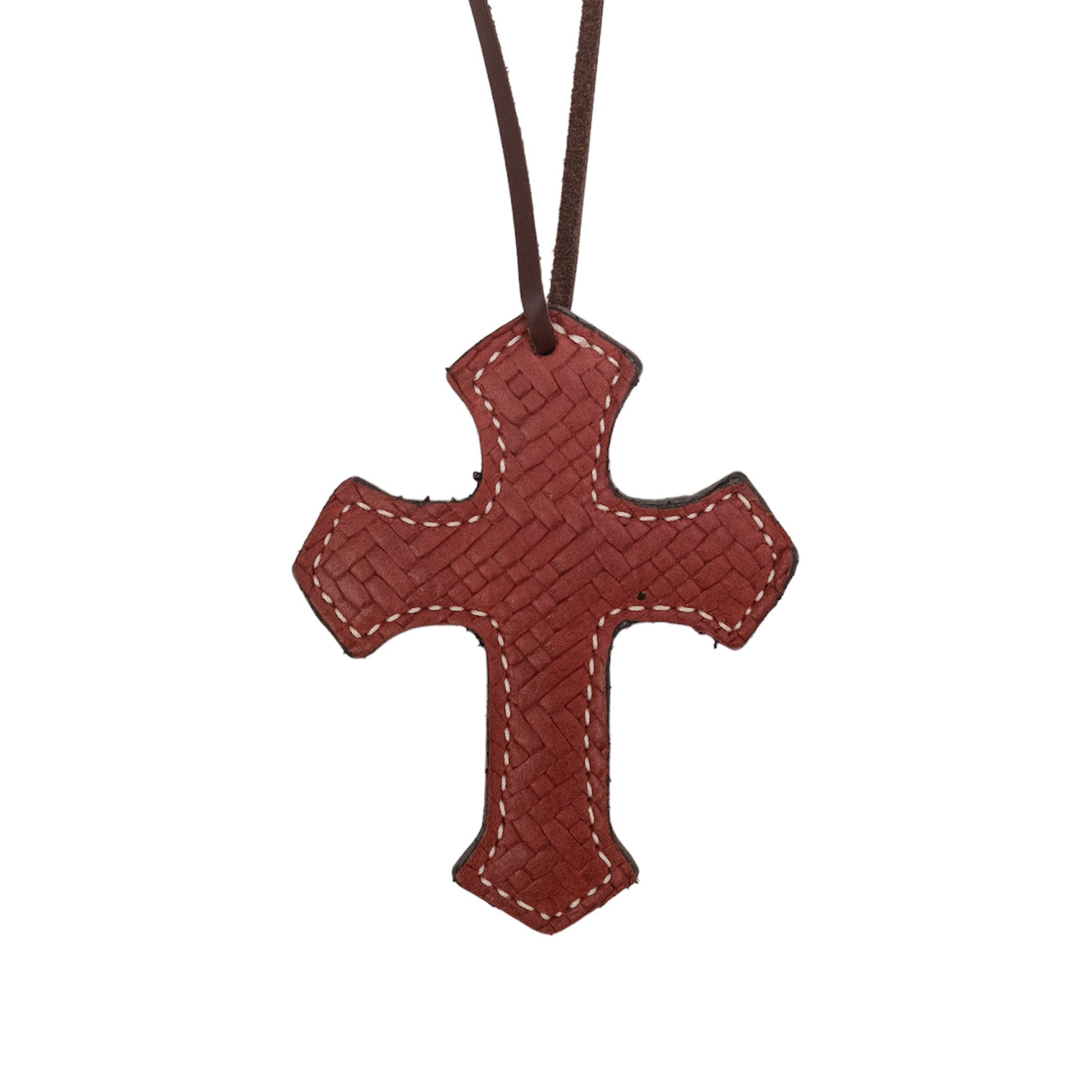 Cross toast leather weave overlay.