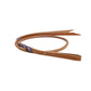 Over & under harness leather with natural rawhide and metallic purple braiding. 