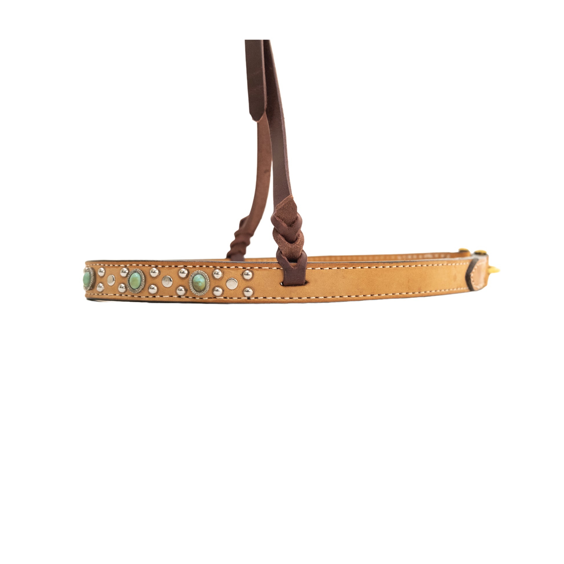 Noseband rough out golden leather with turquoise stones and SS spots.