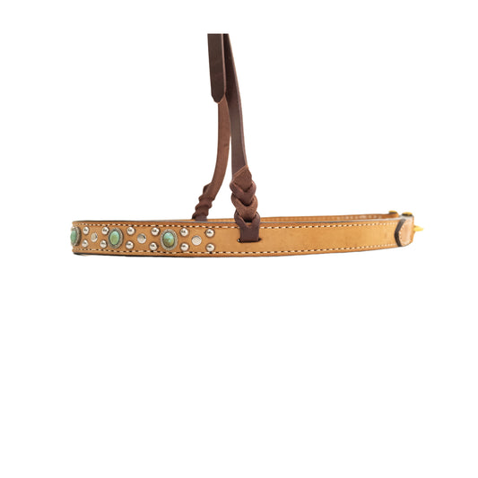 Noseband rough out golden leather with turquoise stones and SS spots.