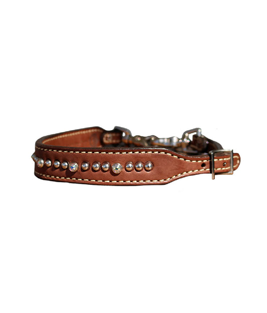 200-CJ Wither strap chcolate leather with crystals and spots