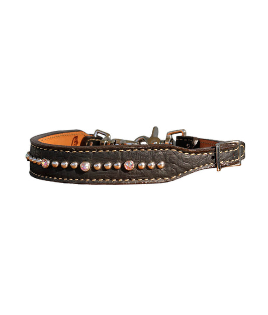 200-JGA Wither strap black gator overlay with crystals and spots