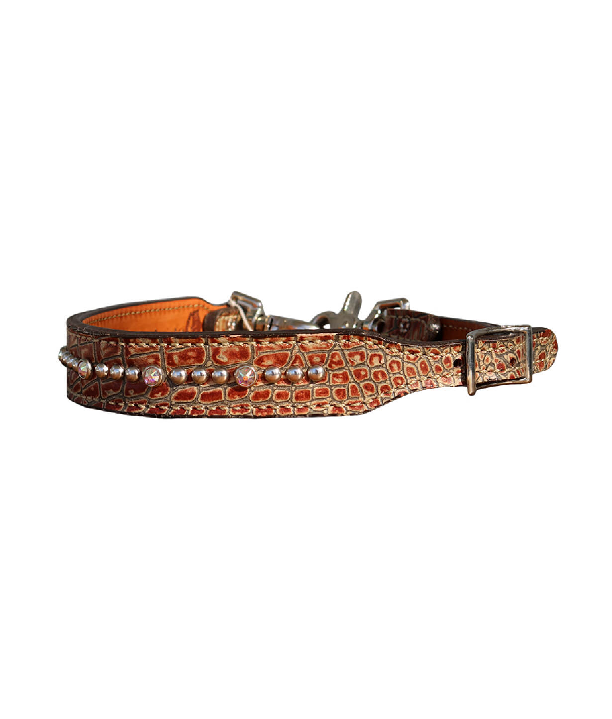 200-JGB Wither strap brown gator overlay with crystals and spots