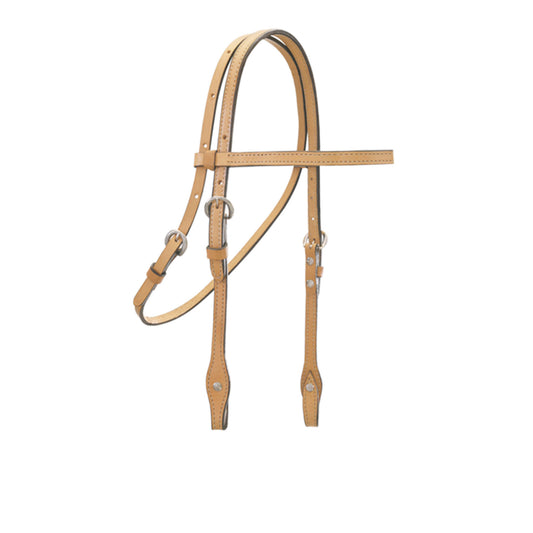 1/2" Straight browband headstall golden leather tan stitching.