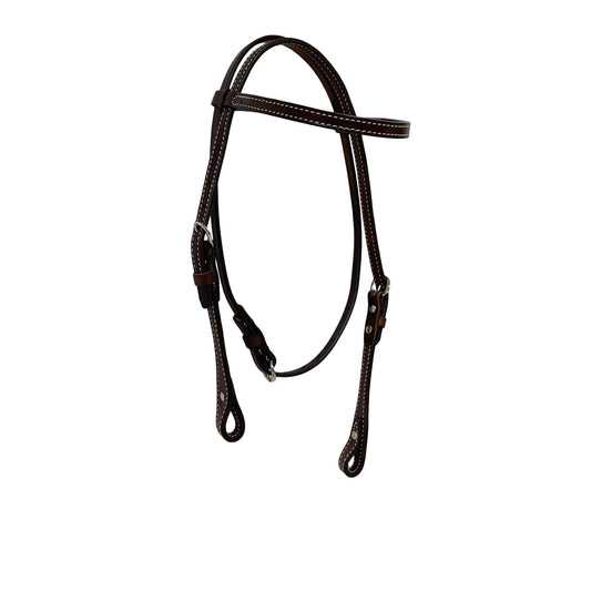 1/2" Straight browband headstall chocolate leather.