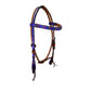 1/2" Straight browband headstall purple metallic overlay with fiesta spots, fiesta braided, and fiesta Spanish lace hardware. 