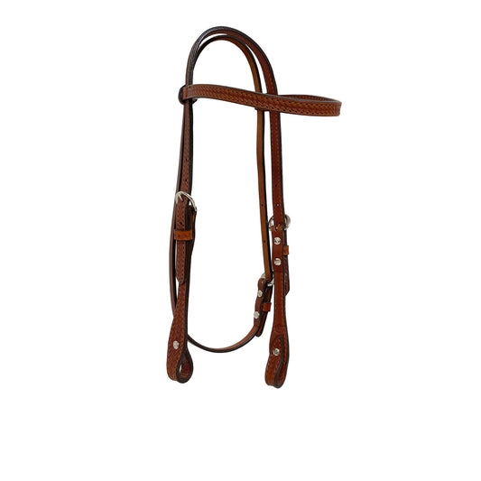  1/2" Straight browband headstall toast leather basket tooled.