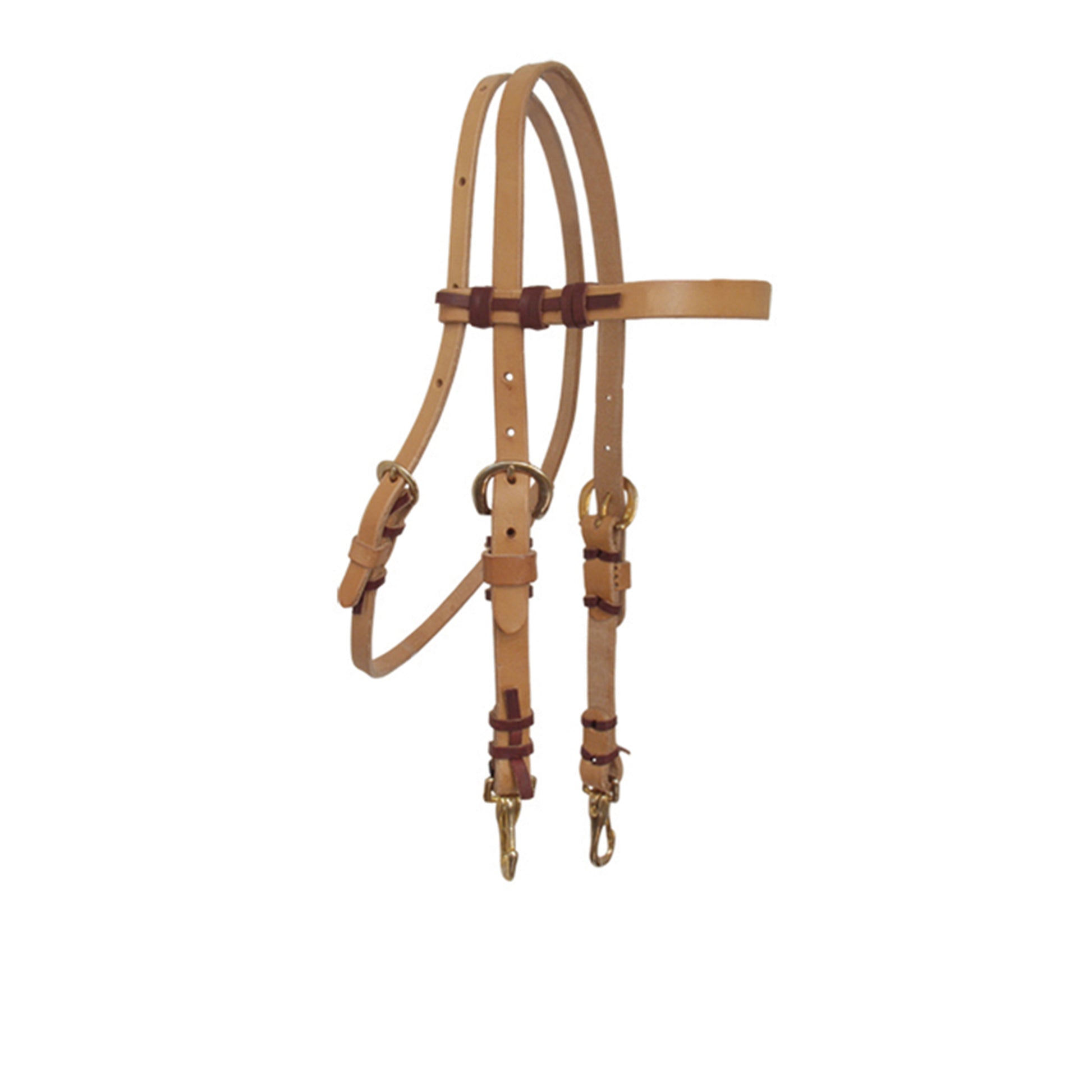 1/2" Straight browband headstall harness leather cowboy ties brass hardware.