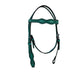 1/2" Scalloped browband headstall turquoise leather border shell tooling (color may vary).