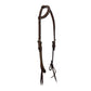 5/8" Flat one ear headstall toast leather with rawhide buckstitch. 
