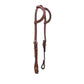 Double flat ear headstall toast leather basket tooled. 