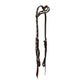  5/8" Wave one ear headstall chocolate leather vine tooling with white background paint.
