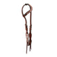2074-IRO 5/8" Wave one ear headstall rough out chocolate leather floral tooled with background paint