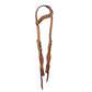 5/8" Wave one ear headstall golden leather geo/basket cross tooling with copper painted arrows.