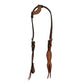 5/8" Wave one ear headstall rough out toast leather with pewter spots.