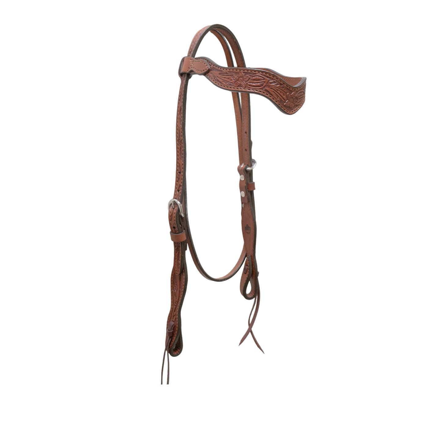 1-1/2" Wave browband headstall rough out toast leather AA tooling.