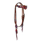 1-1/2" Wave browband headstall toast leather combo AA/star tooling with multicolored background paint.