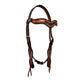 1-1/2" Wave browband headstall toast leather antique elephant background overlay and copper crackle overlay with copper spots. 