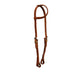 5/8" Flat one ear headstall harness leather with quick change cheeks and rawhide braided loops.