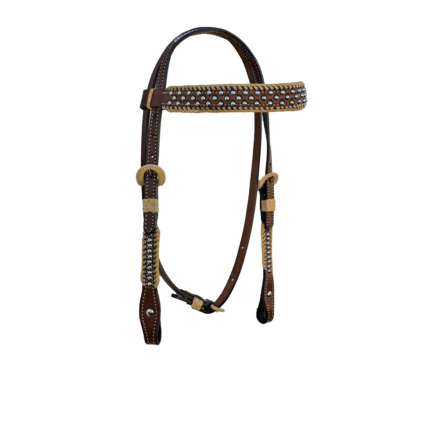 headstall leather rawhide Alamo Saddlery with browband Span toast – 2614-TP 1\