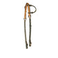 1/4" Round one ear headstall chocolate leather natural and turquoise rawhide full braided with quick changes.
