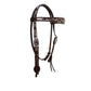 1-1/2" Contour browband headstall chocolate leather vine tooling with white background paint.