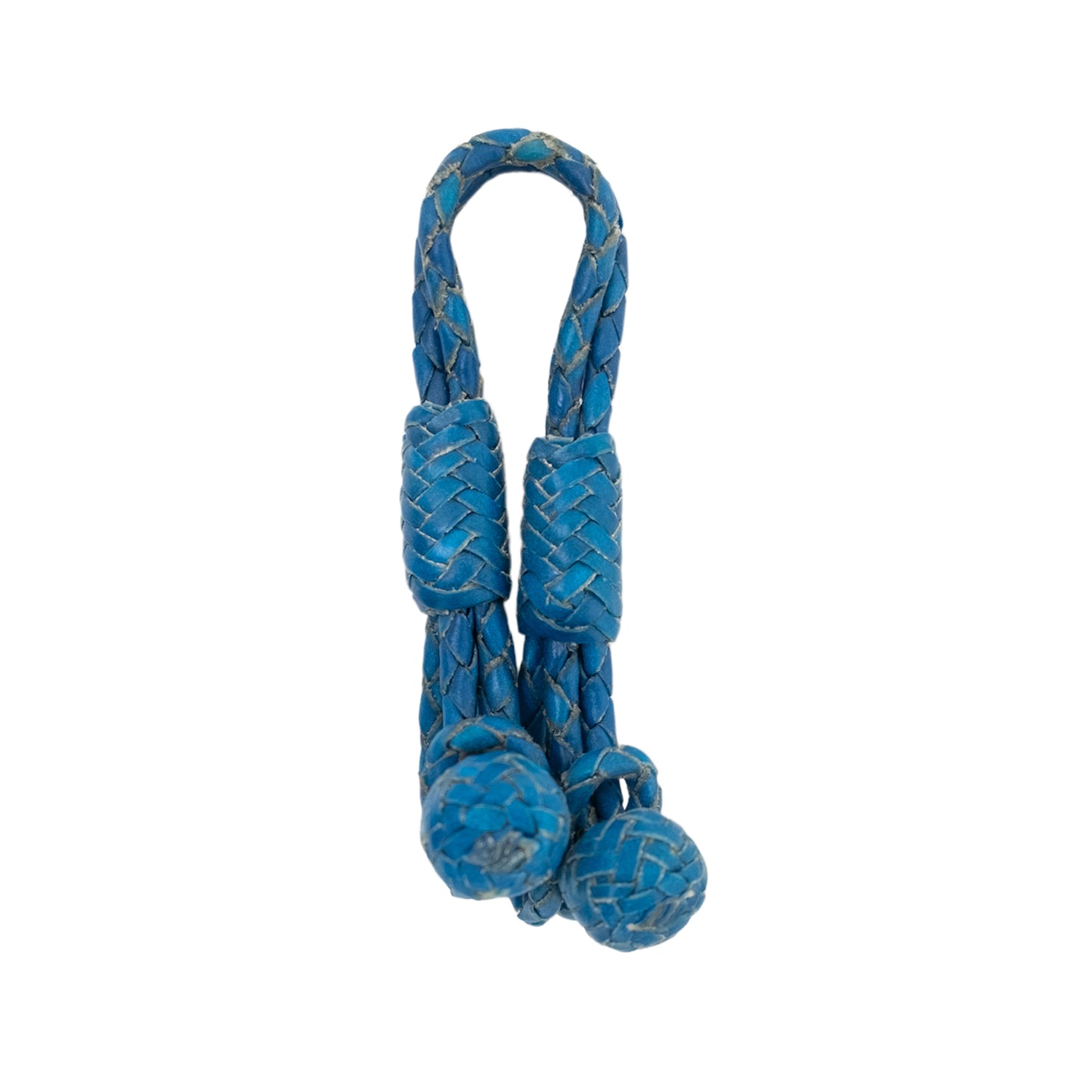 Tie down holder turquoise rawhide braided.
