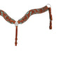 2-1/2" Wave breast collar toast leather floral tooled with turquoise shimmer background paint.