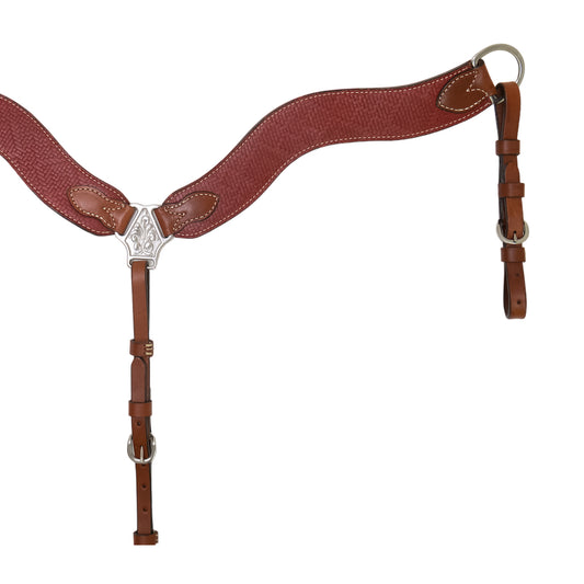 2-1/2" Wave breast collar toast leather weave overlay.