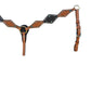 3046-GE 2-1/2" Diamond breast collar golden leather geo tooled graphite elephant overlay with stones, crystals, and spots