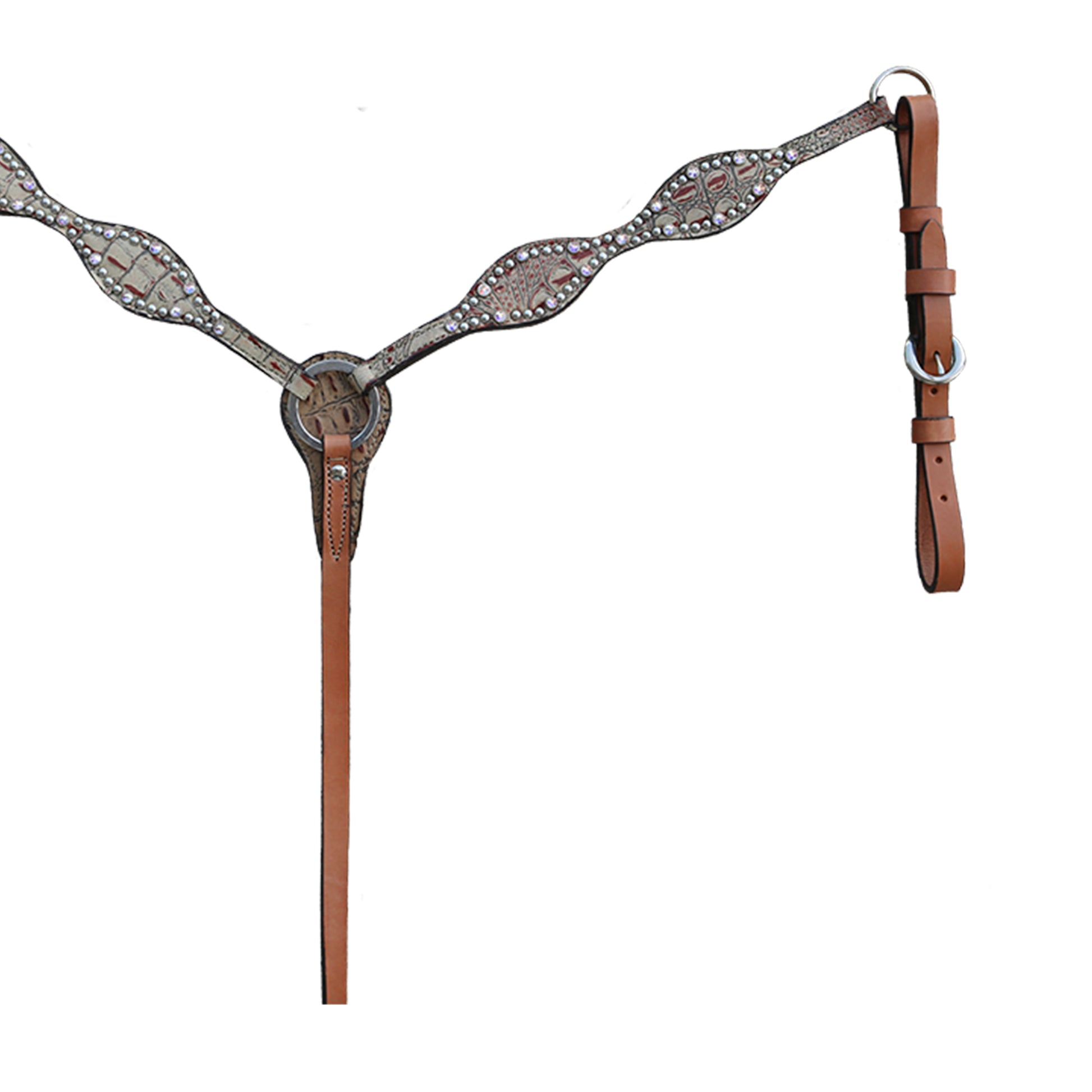 altissimo collar 3065-JGB 2" Scalloped breast collar golden leather brown gator overlay – Alamo Saddlery