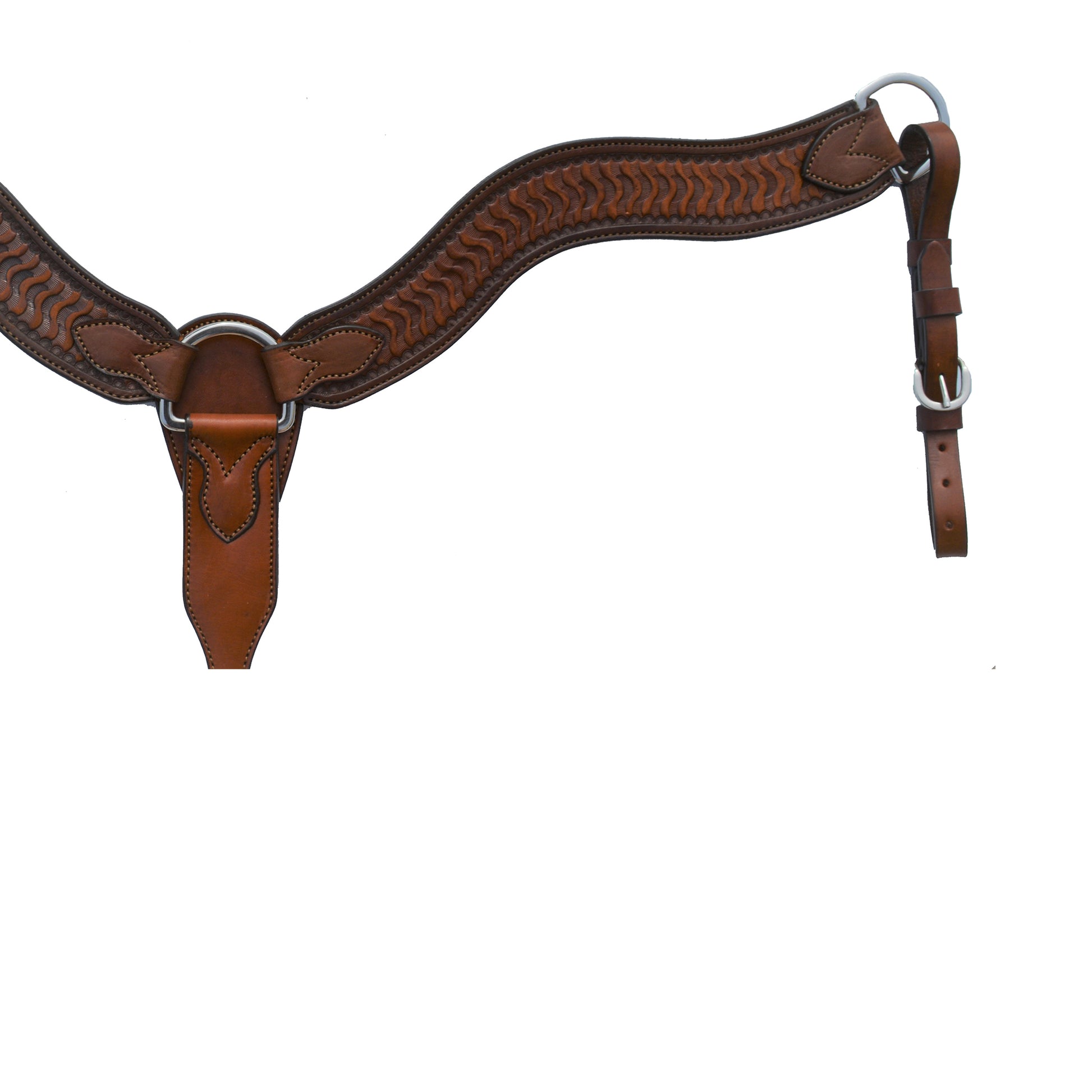 2-1/2" Wave breast collar toast leather wave tooling. 
