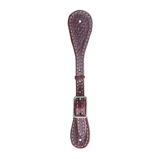 370-LK Ladies and kid's spur straps latigo leather basket tooled