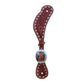 Ladies spur straps toast leather AA tooling with rawhide buckstitch. 