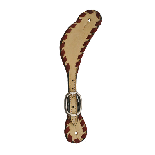 Ladies spur straps palomino overlay with latigo whip lace.