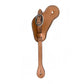 Ladies spur straps golden leather geo tooled with button cover and SS spots.