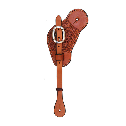 384-O Men's cowboy spur straps golden leather oak leaf tooled