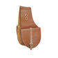 Small saddle bag latigo leather with brass buckles and grommets.