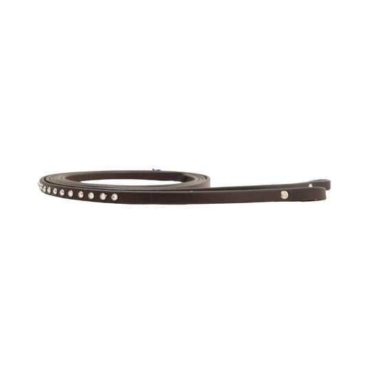 5/8" Split reins chocolate leather with AB prism stones. 