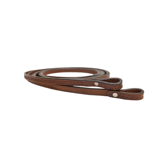 5/8" Split reins toast leather basket tooled.