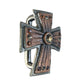 1-1/8" x 1-1/4" #26 Concho copper cross with brown crystals and 7/8" loop back (set of 4). 