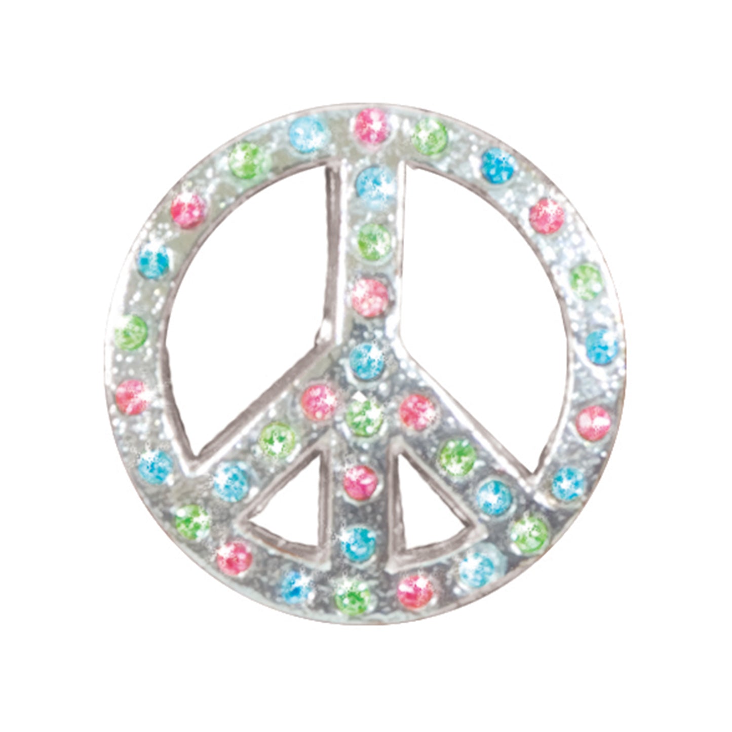 1-1/4" B3 Peace design silver concho with multicolored crystals (set of 4). 