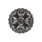 1-1/4" D2 Round black concho with silver lined flower engraved (set of 4). 