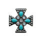 1-1/4" ET Cross concho with blue stones, crystals, and SS spots around edge (set of 4).