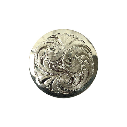 1/2" Silver concho with floral swirl (set of 4). 